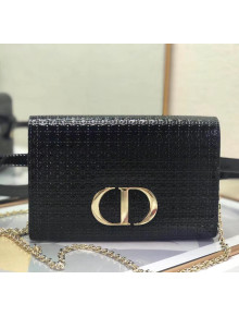 Dior 30 Montaigne Metallic Calfskin 2-in-1 Pouch With Micro-cannage Motif Black 2020