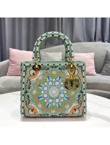 Dior Lady Dior Medium Bag in Turquoise Green In Lights Embroidery 2021