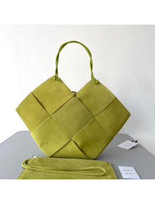 Bottega Veneta Large Intreccio Suede Tote Bag 652058 Kiwi Green 2021