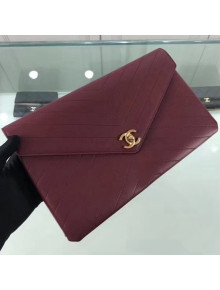 Chanel Chevron Calfskin & Gold-tone Metal Clutch Burgundy A57434 2018