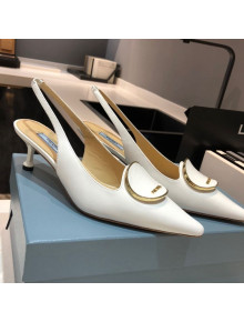 Prada Calfskin Slingback Pumps 5.5cm White 2021