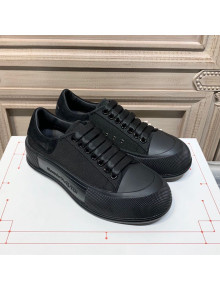 Alexander Mcqueen Deck Cotton Canvas Lace Up Sneakers All Black 2020 (For Women and Men)