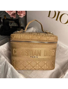 Dior DiorTravel Vanity Case Bag in Embroidered Cannage Canvas Apricot 2020