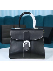 Delvaux Magritte Brillant MM Top Handle Bag in Box Calf Leather Black/White 2020