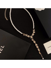 Chanel Pearl Y Necklace with Letters 2020