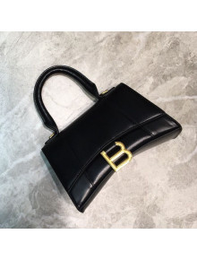 Balenciaga Hourglass Mini Top Handle Bag in Smooth Leather Black/Gold 2019