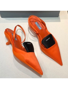 Prada Silk Slingback Pumps 3cm Orange 2021 17