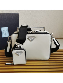 Prada Men's Brique Brush Leather Bag 2VH069 White 2021