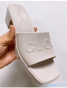 Gucci TPU Slide Sandal ‎With 5.5cm Heel Off-White 2021