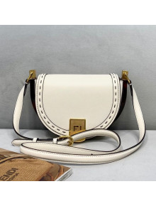 Fendi Moonlight Leather Round Shoulder Bag White 2021