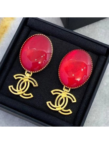 Chanel Resin Stone Short Earrings AB5092 Burgundy 2020