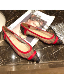 Fendi FF Mesh Flat Ballerinas Red 2019