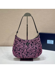 Prada Cleo Jacquard Knit and Leather bag 1BC499 Black/Pink 2021