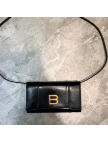 Balenciaga Hourglass Leather Wallet Crossbody Bag Black/Gold 2020