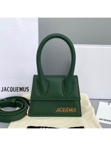 Jacquemus Le Chiquito Mini Top Handle Bag in Palm-Grained Leather Green 2021