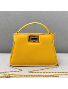 Fendi Leather Nano Pico Peekaboo Bag Charm Yellow 2021 8385