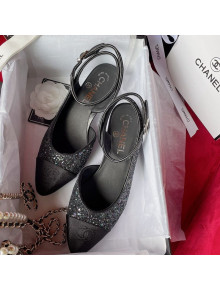 Chanel Glitter Open Shoes Pumps G37594 Black 2021