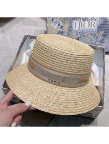 Dior Straw Embroidered Band Bucket Hat Beige 2021