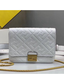 Fendi FF Lambskin Baguette Upside Down Belt Bag White 2019