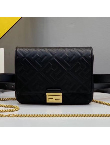 Fendi FF Lambskin Baguette Upside Down Belt Bag Black 2019