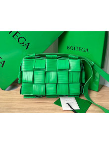 Bottega Veneta Cassette Fringed Intreccio Lambskin Crossbody Bag Parakeet Green 2022 680698