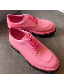 Prada Monolith Patent Leather Derby Platform Lace up Shoe Pink 2019