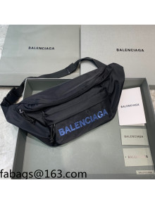 Balenciaga Wheel Logo Embroidered Nylon Bel Bag Black 2021 01