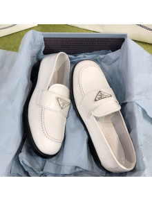 Prada Chocolate Brush Leather Loafers White 2021 05