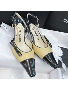 Chanel Vintage Lambskin Bow Slingback Pumps 8cm Apricot 2021 09