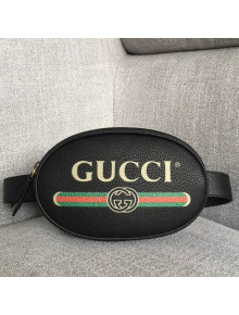 Gucci Logo Print Leather Belt Bag 476434 Black 2018