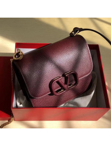 Valentino Small VSLING Grained Calfskin Shoulder Bag 0074S Burgundy 2019