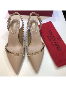 Valentino Rockstud Trim Slingback Mid-Heel Pump Khaki 2019