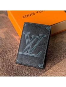 Louis Vuitton Pocket Organizer Wallet in Monogram Embossed Leather M80038 Black 2020