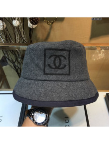 Chanel Wool Frame CC Bucket Hat Gray 2020