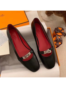 Hermes Kelly Calfskin Flat Loafers Black 2021