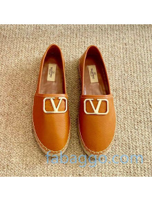 Valentino VLogo Leather Espadrilles Brown 2020