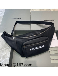 Balenciaga Logo Grained Leather Large Belt Bag Black 2021 11