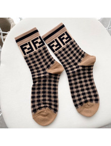 Fendi FF Checked Short Socks Black/Brown 2020