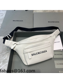 Balenciaga Logo Grained Leather Medium Belt Bag White 2021 15