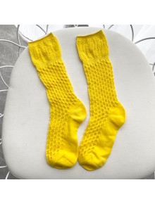 Dior Mesh Medium-High Socks Yellow 2020