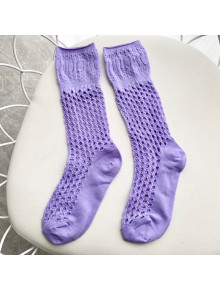 Dior Mesh Medium-High Socks Purple 2020