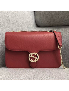 Gucci GG Leather Medium Shoulder Bag 510303 Red 2018