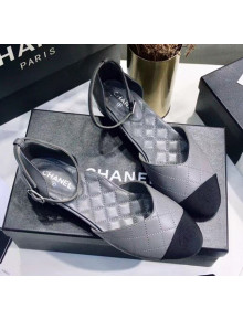 Chanel Mary Janes Ballerina G36048 in Calfskin & Grosgrain Grey 2020