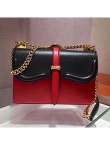 Prada Belle Leather Shoulder Bag 1BD188 Red/Black 2019