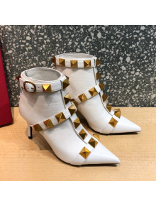 Valentino Roman Stud Calfskin Ankle Boots 8 cm White 2021 08