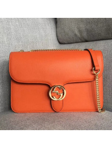 Gucci GG Leather Medium Shoulder Bag 510303 Orange 2018