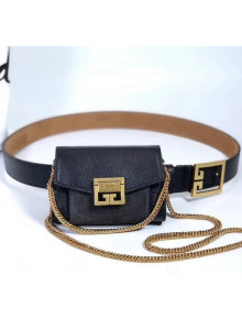 Givenchy Nano GV3 Belt Bag in Grained Calfskin and Suede Leather Black 2018