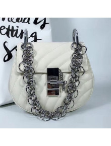 Chloe Mini Drew Bijou Shoulder Bag in Quilted Calfskin White 2018(SILVER Hardware)