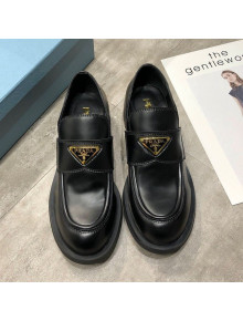 Prada Calfskin Logo Loafers Black 2020