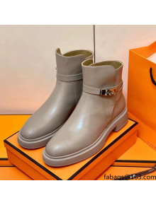 Hermes Calfskin Kelly Ankle Boot Grey 2021 Top Quality (Pure Handmade)